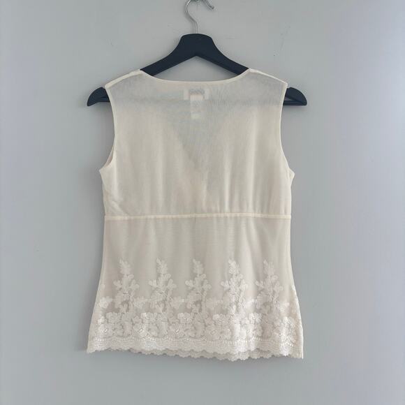 Vintage Talbots Petite Lightweight Stretch Nylon Mesh Tank Top Lace Lined Size P - Picture 10 of 10